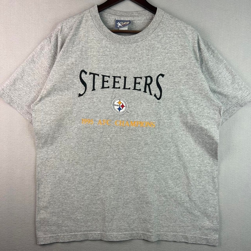 Vintage Pittsburgh Steelers 1995 AFC Champions Grey Tee Shirt XL